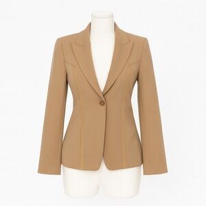 Vertigo Paris Blazer Women S Beige Fitted Contrast Trim Parisian Chic Minimalist